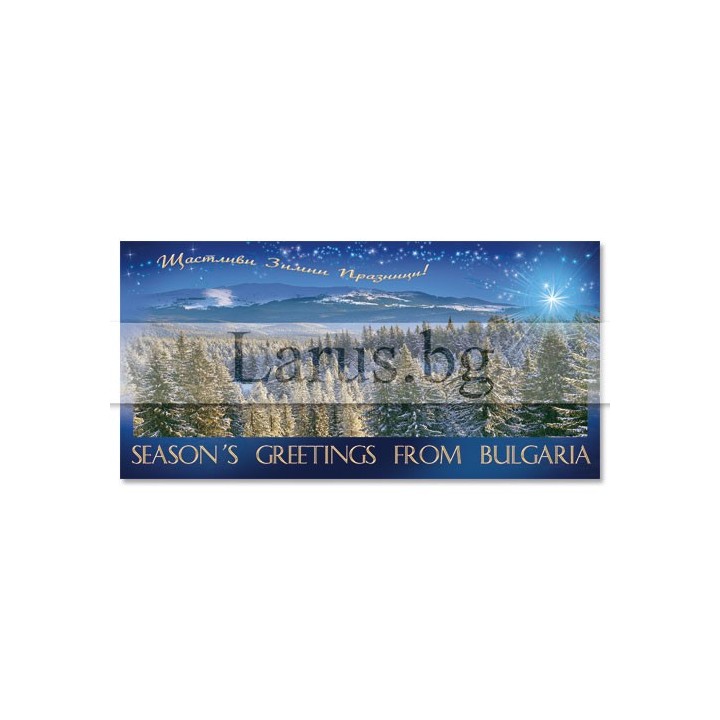Коледна картичка със зимен пейзаж - 1-ZE-0151