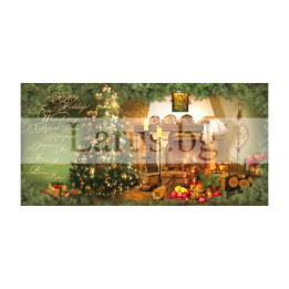 Коледна картичка с камина и елха 1-ZE-0259