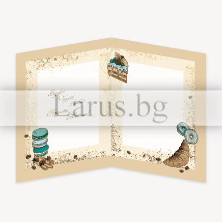 Поздравителна картичка с 3D елемент - Кафе и сладкиши | 1-PD-0797