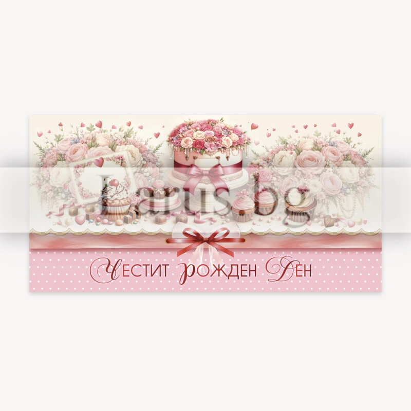 Картичка-плик „Нежна сладост“ за рожден ден | 1-PD-0963