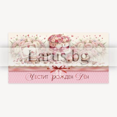 Картичка-плик „Нежна сладост“ за рожден ден | 1-PD-0963