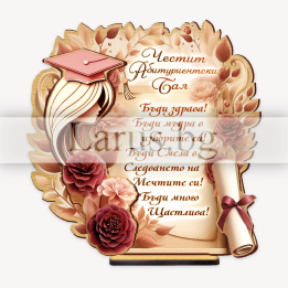 Поздравителен 3D дървен сувенир за абитуриентка - 0130
