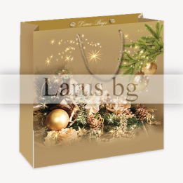 Коледна подаръчна торбичка PT-0176 | Златист дизайн