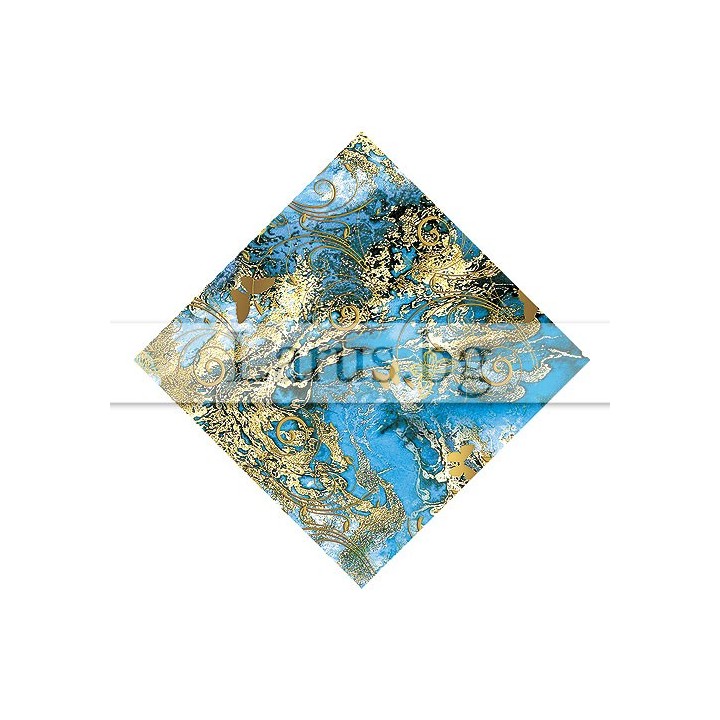 Луксозна опаковъчна хартия 14-PG-0055 - Синьо и златно