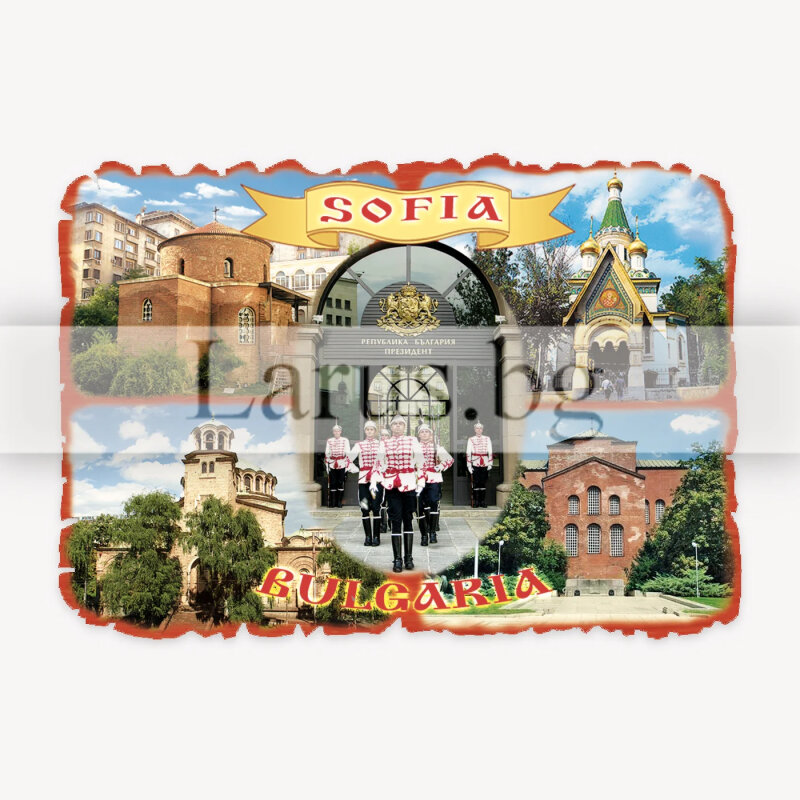 Магнитен сувенир София, България (дървена основа) | 12-mdSO-0002