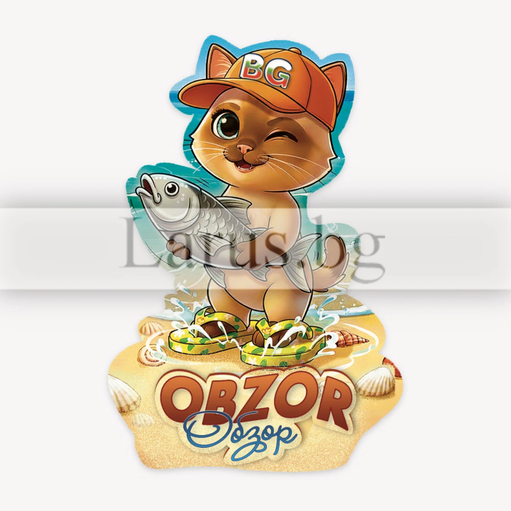 Wooden magnet Obzor - cat
