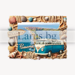 Wooden magnet Pomorie - bus