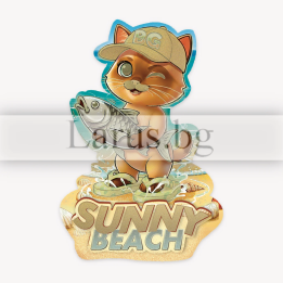 Wooden magnet Sunny Beach - cat