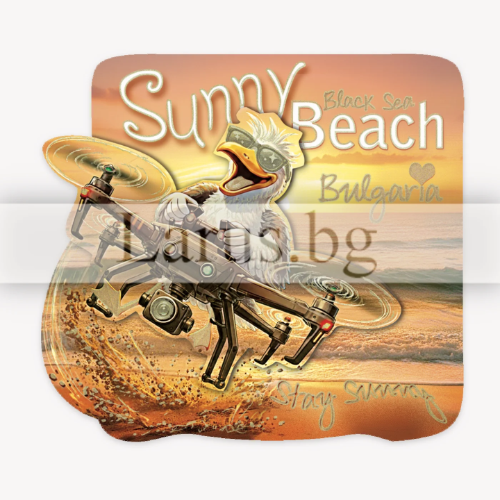 Wooden magnet Sunny Beach - drone