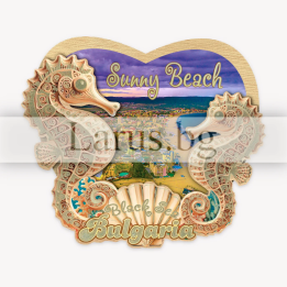 Wooden magnet Sunny Beach - seahorses