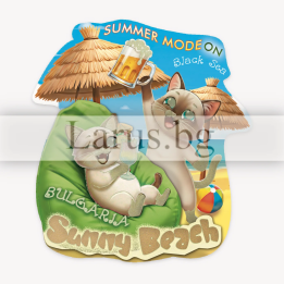 Wooden magnet Sunny Beach - cats