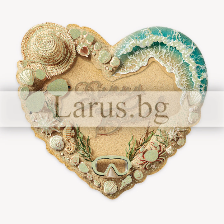 Wooden magnet Sunny Beach - sand heart