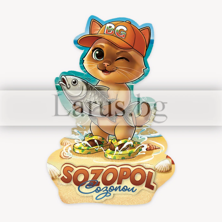 Wooden magnet Sozopol - cat