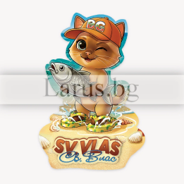 Wooden magnet Sveti Vlas - cat