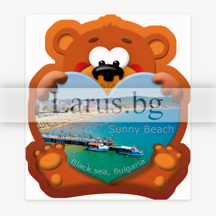 Sunny Beach Postcard with Bear Design | Bulgarian Souvenirs