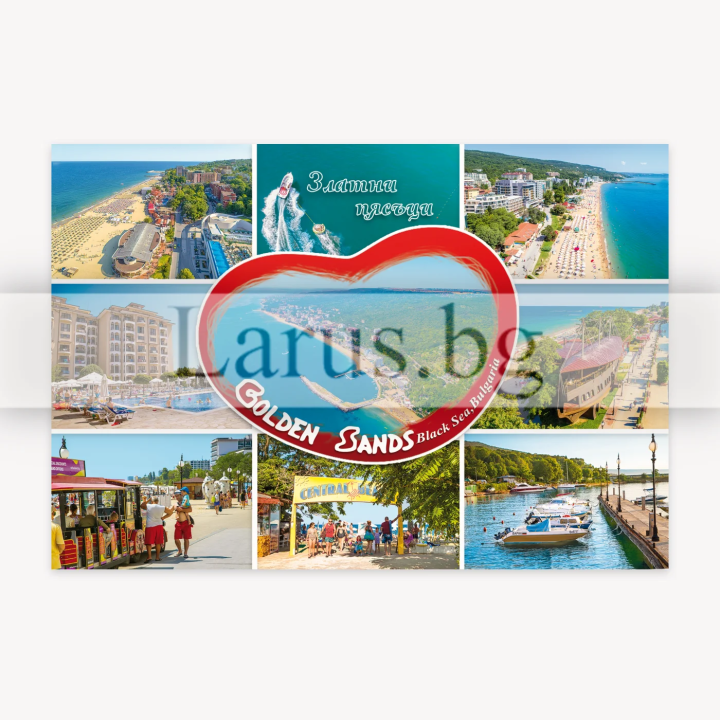 Golden Sands Postcard - Seaside Souvenir