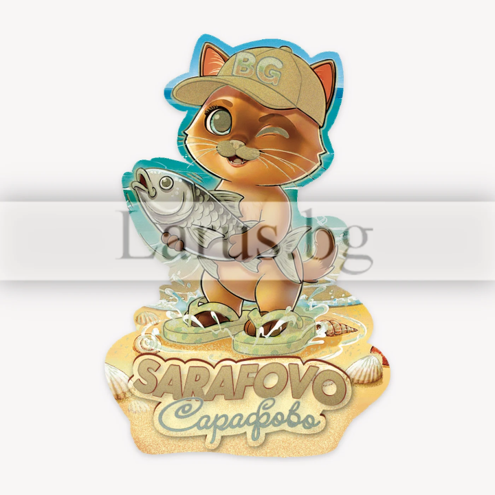 Wooden magnet Sarafovo - cat