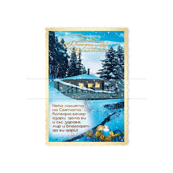 Коледна магнит-картичка със зимен пейзаж 15-NSF-0049