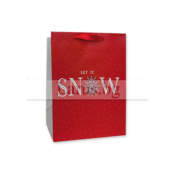 Коледна подаръчна торбичка Let it snow 30x40 см
